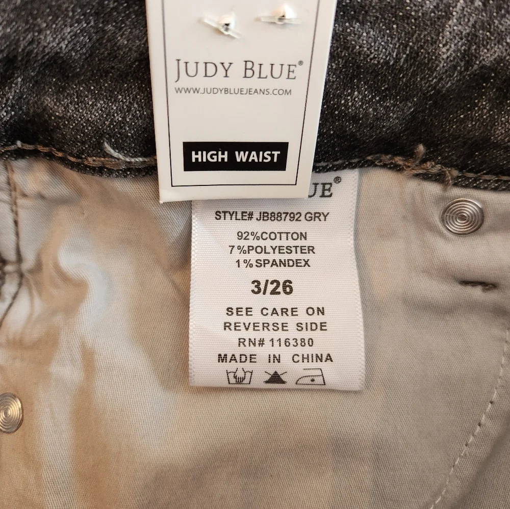 NEW Judy Blue Skinny Fit Raw Hem Charcoal Gray Jeans Size 3/26 - Picture 10 of 11